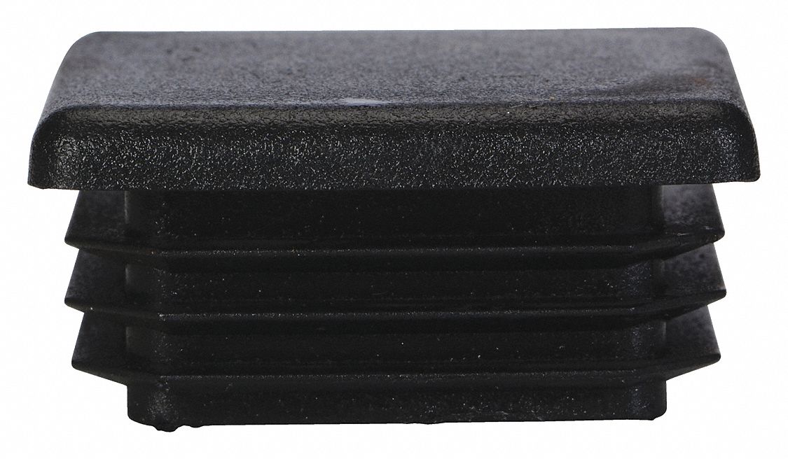 VESTIL 1 1/2 inL Plastic End Cap, Black; Square Handrail Shape 45XC41