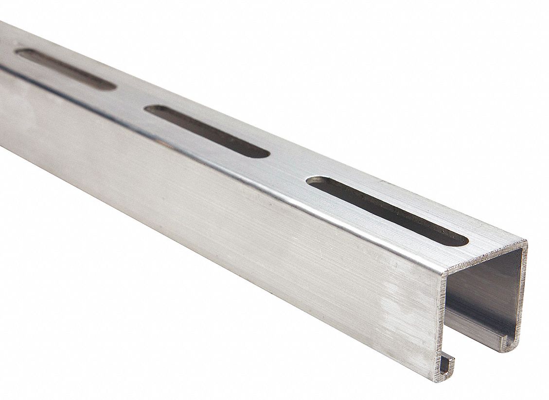Aluminum, Plain, Strut Channel Slotted 45YV18FS200SL AL 120.00
