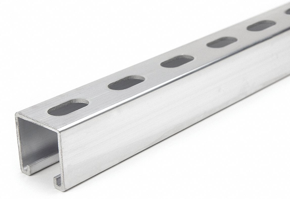 GRAINGER APPROVED Slotted Standard 15/8 in x 15/8 in Strut Channel, Aluminum, 12 ga., 5 ft