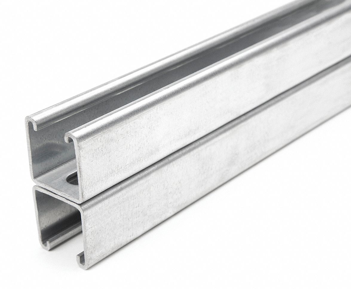 Steel, PreGalvanized, Strut Channel, Slotted BacktoBack 45YW74FS
