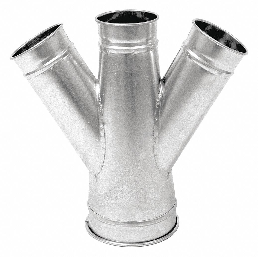 NORDFAB Galvanized Steel Double Branch, 5" Duct Fitting Diameter, 19