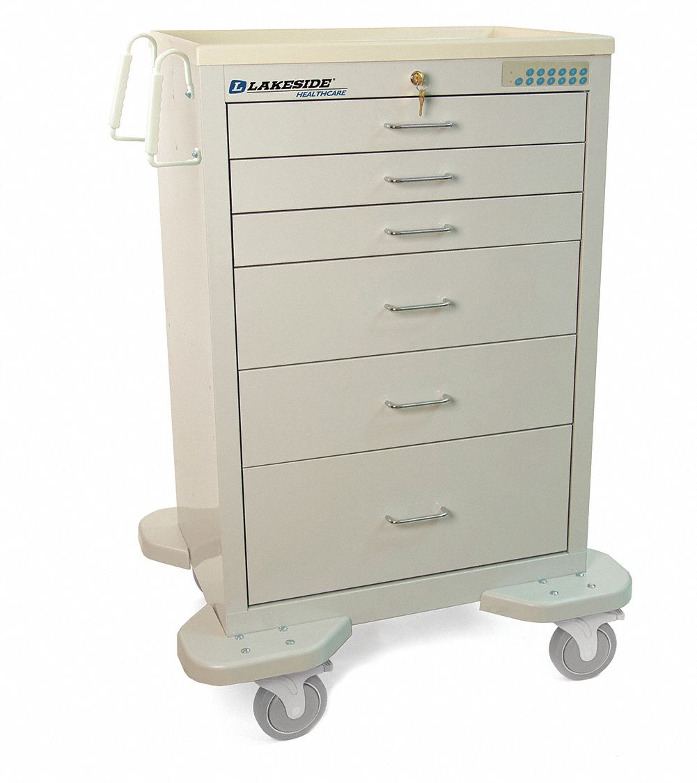 LAKESIDE Medical Procedure Cart, 200 lb Load Capacity, Gray 460K68C