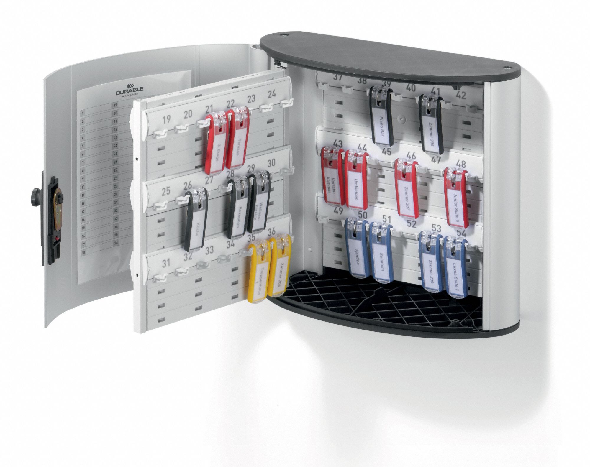 DURABLE Key Box, 11" H, 54 Units Capacity 461N58197723 Grainger