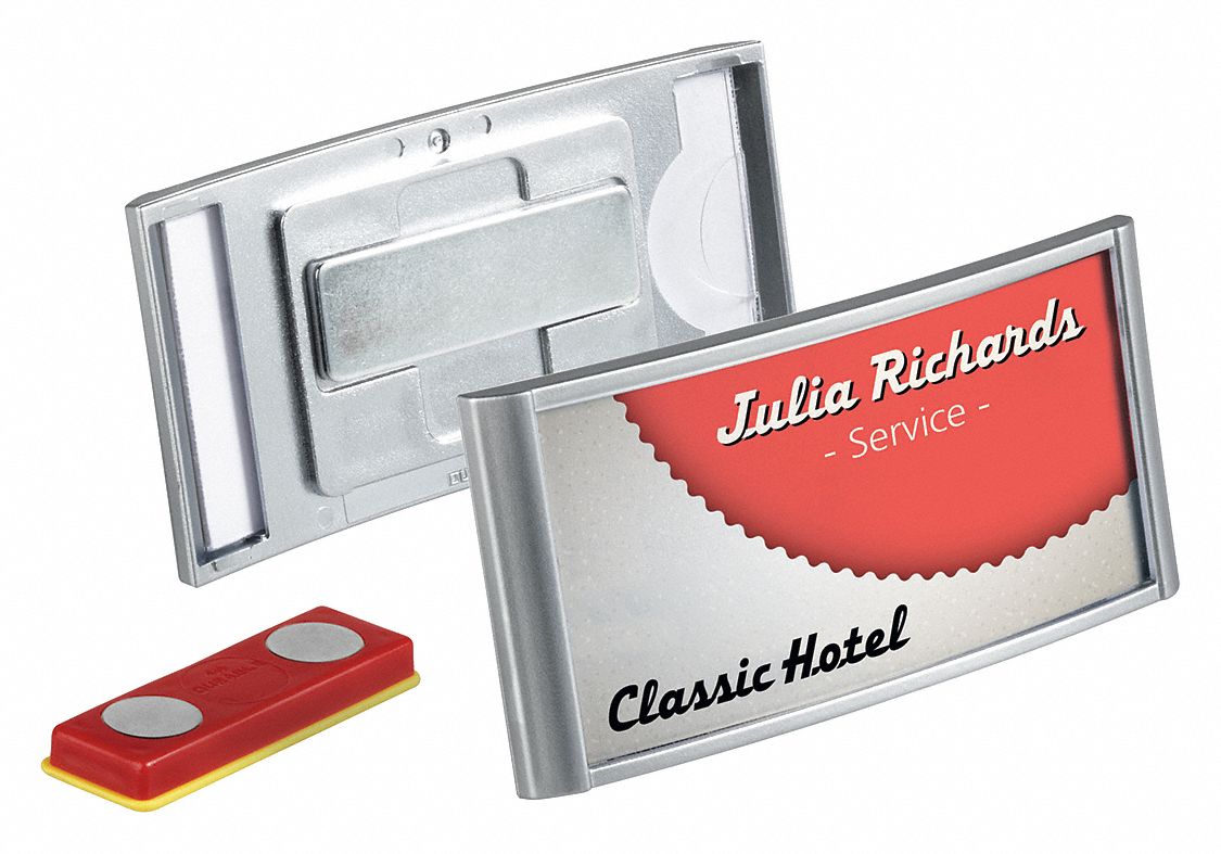 DURABLE Badge Holder, Silver, PK10 461P03854023 Grainger