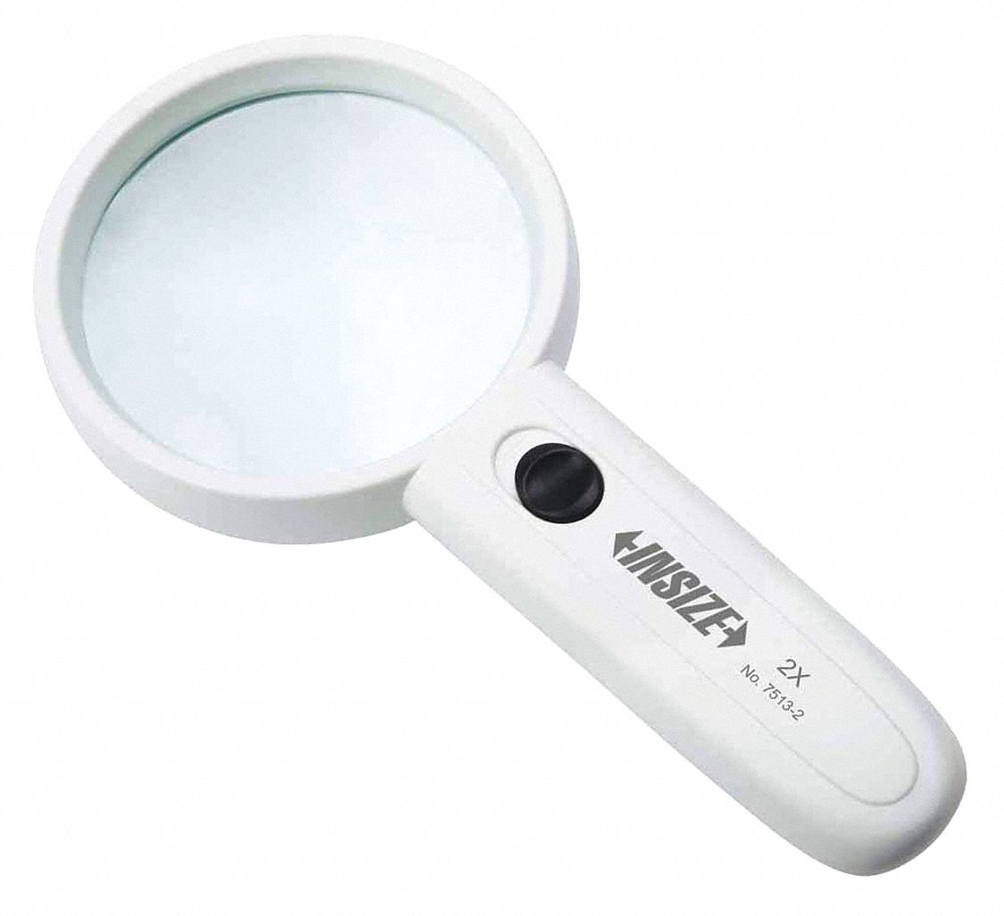 INSIZE Illuminated Magnifier, Power 4X, Lens Diameter 50 mm, Lens Glass