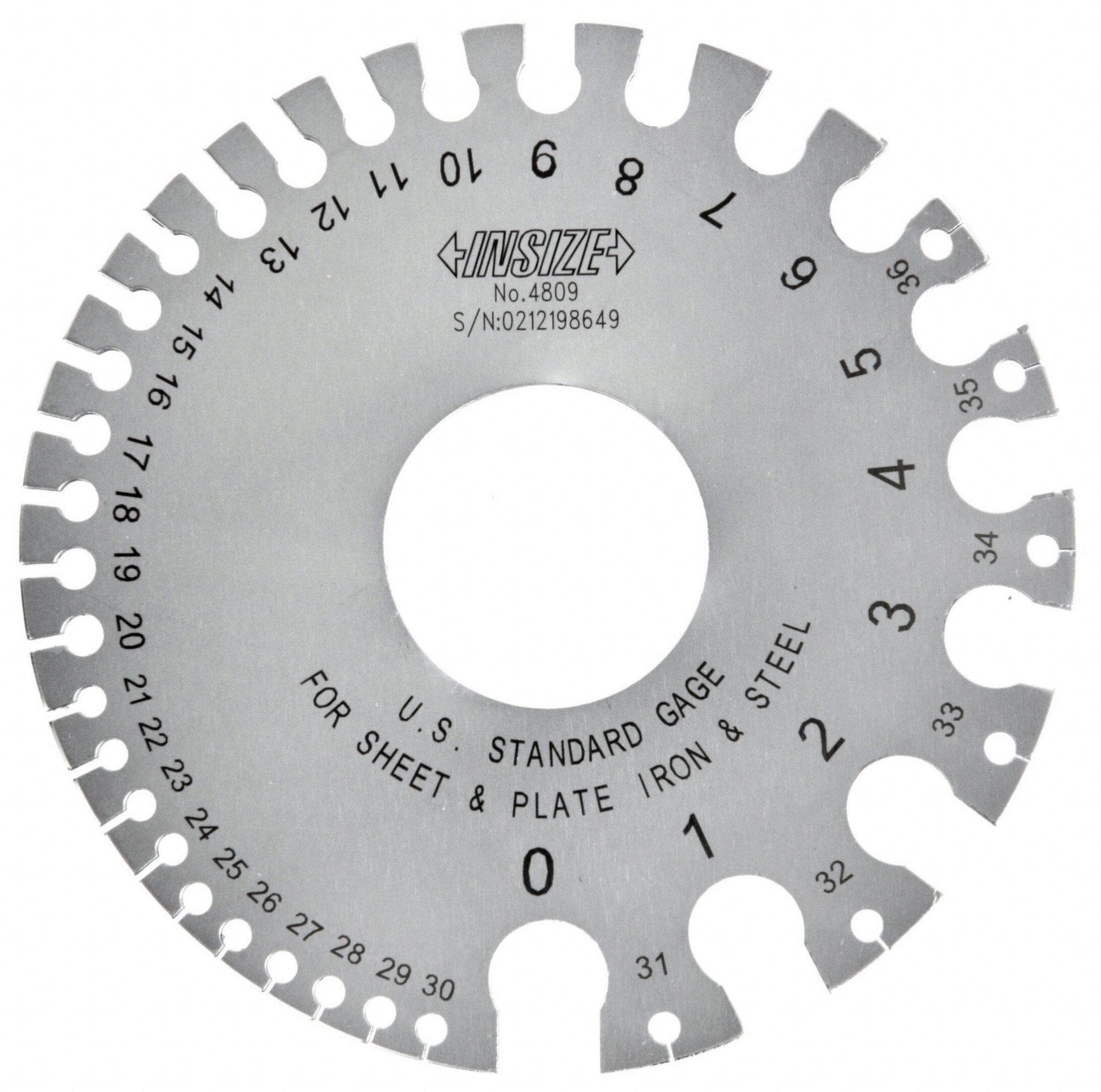 INSIZE, US Sheet Metal, 36 to 0 Gauge Range, Sheet Metal Thickness