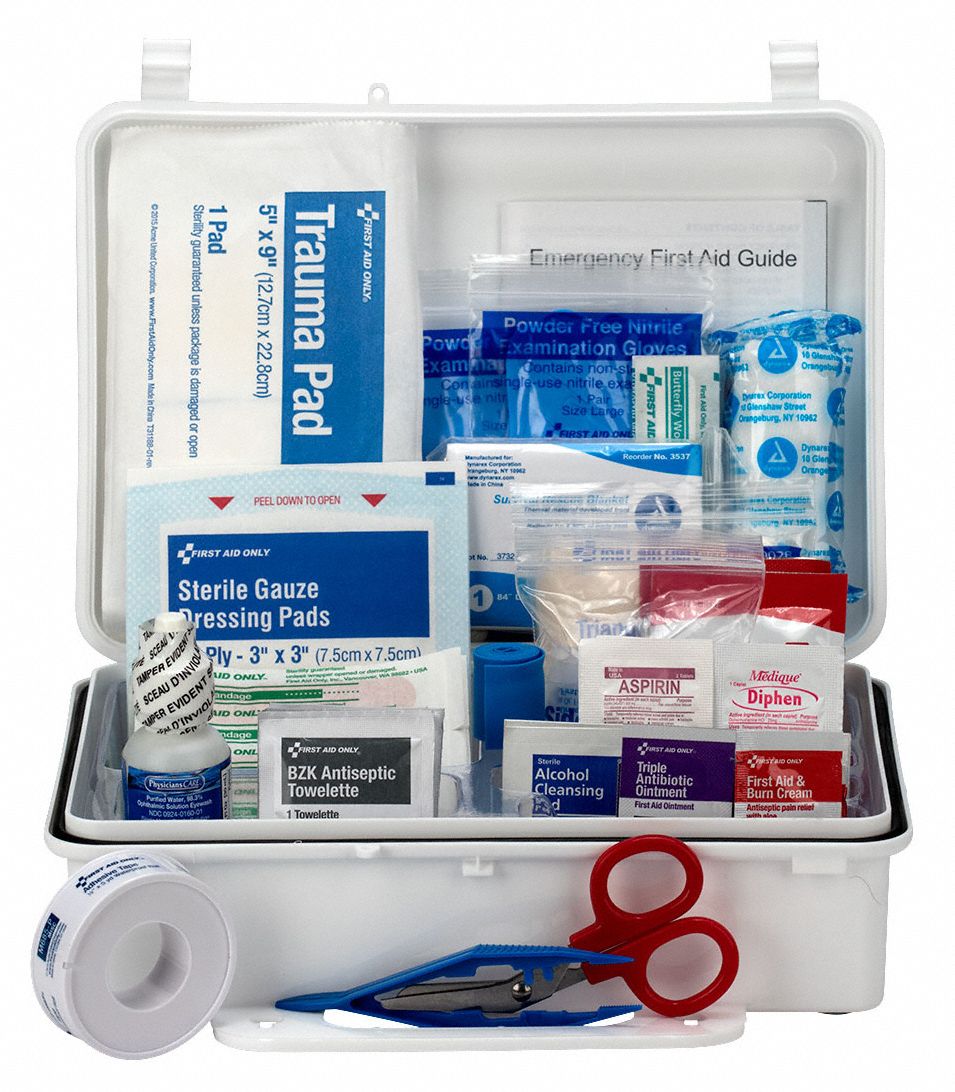 GRAINGER APPROVED First Aid Kit, Kit, Plastic, Industrial, 25 People