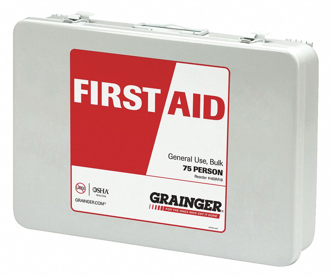 GRAINGER APPROVED First Aid Kit, Kit, Metal, Industrial, 75 People