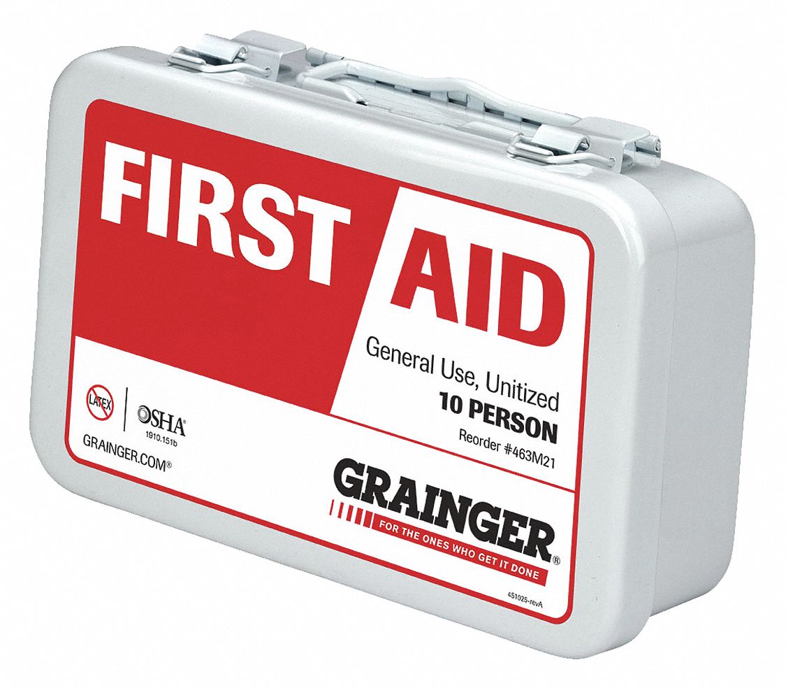 GRAINGER APPROVED First Aid Kit, Kit, Metal, Industrial, 10 People