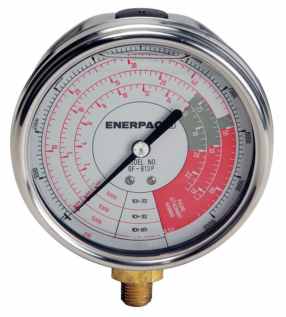 ENERPAC, 0 to 10,000 psi psi, 4 in Dial, Hydraulic Cylinder Pressure