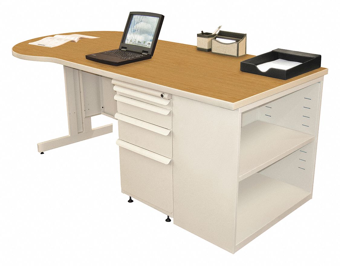 MARVELZAPF Office Desk, 75in.Wx30in.D, Oak Color Top 46CC96ZTCB7530