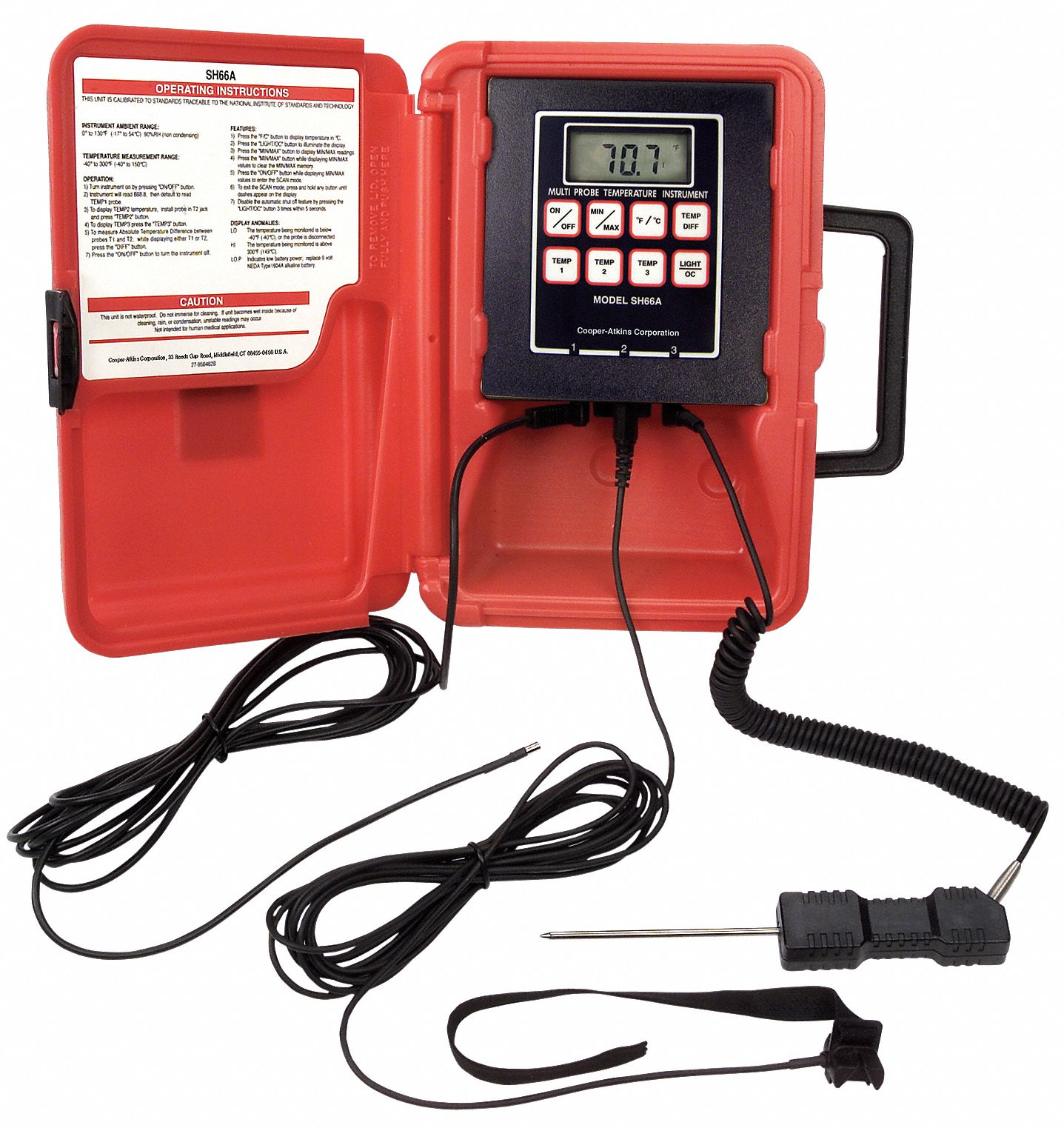 COOPER ATKINS, Thermistor Temp Meter with Min/Max, Thermistor