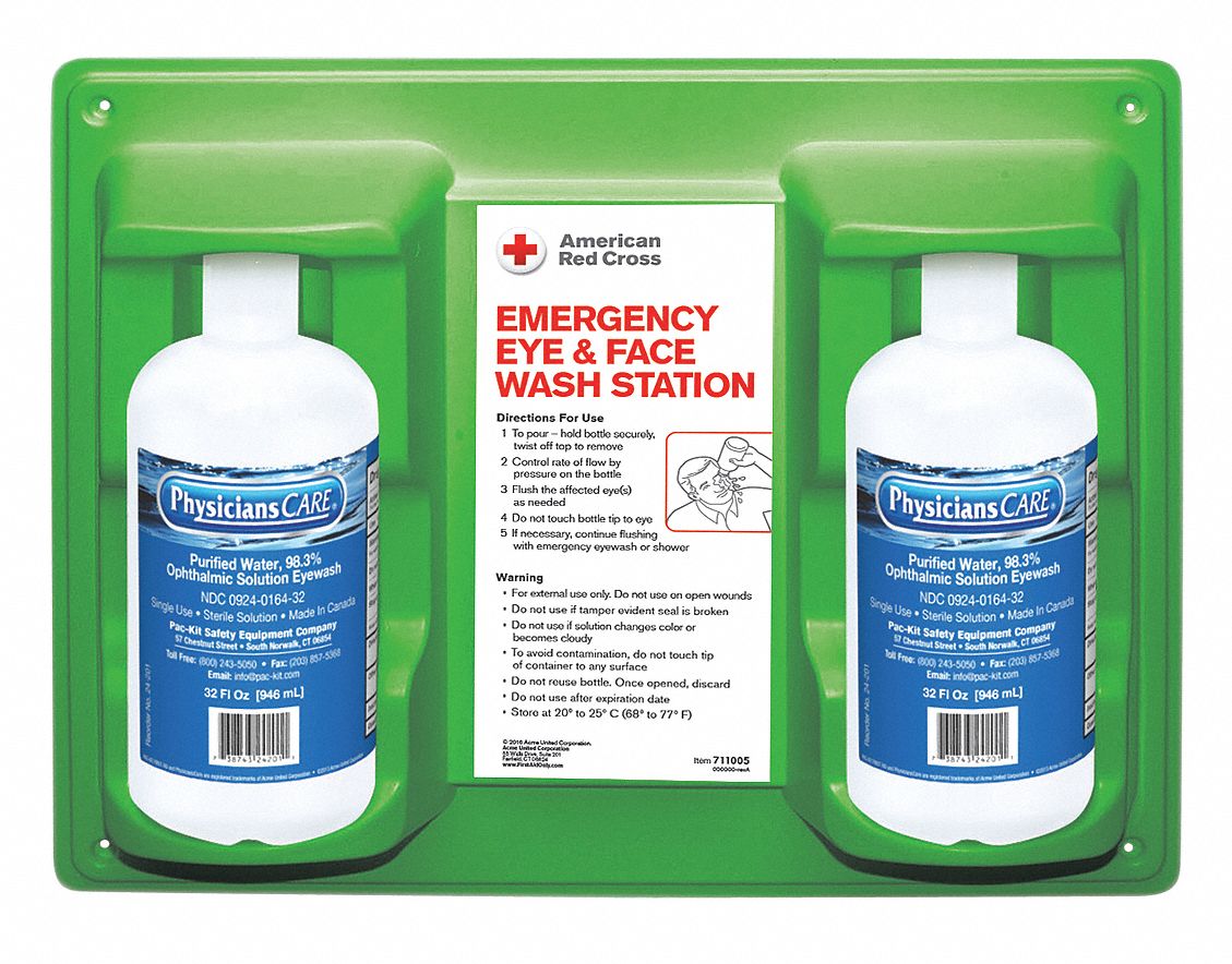 FIRST AID ONLY Eye Wash Station, (2) 32 oz Bottle Size, 1 yr Shelf Life