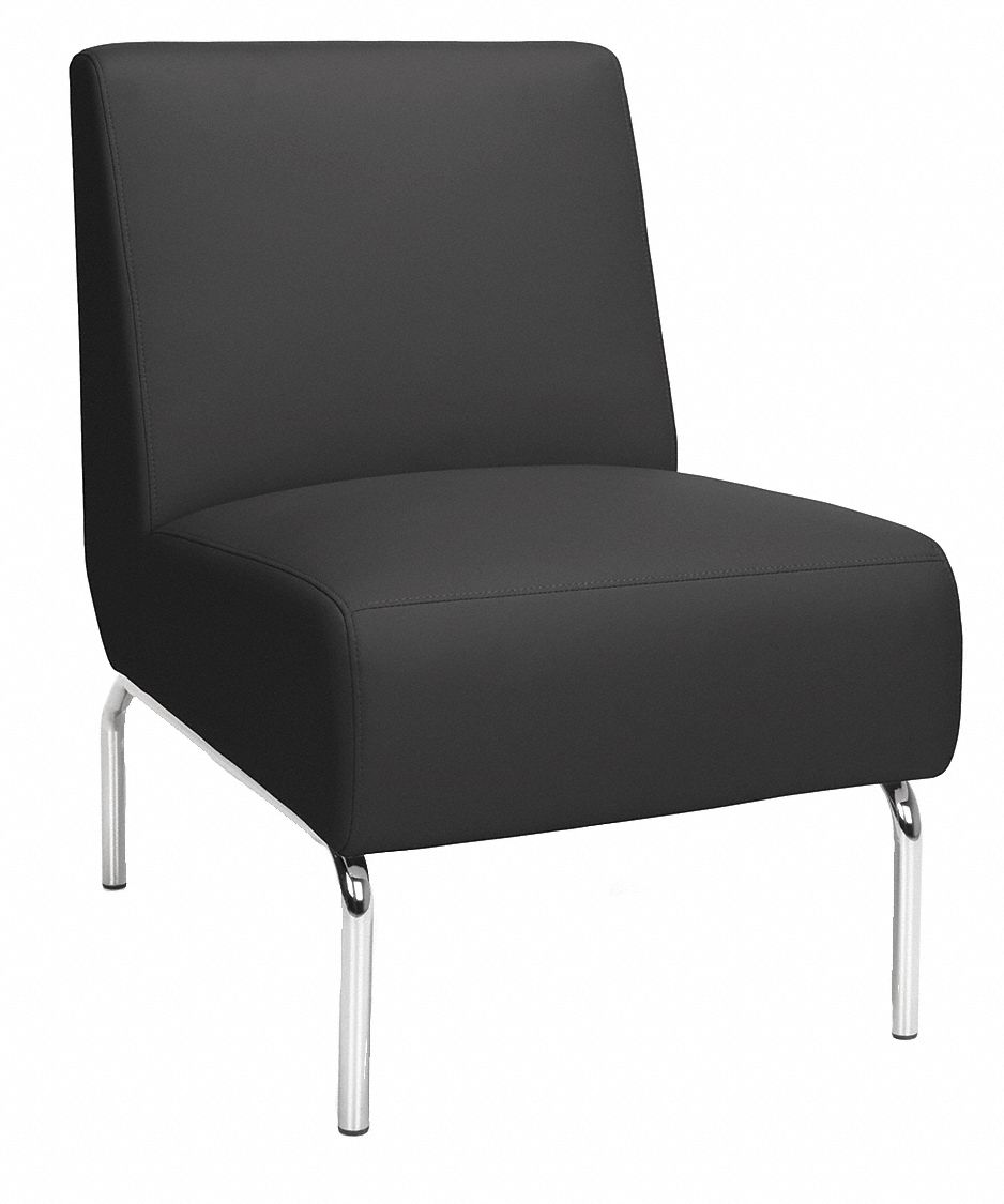 OFM INC Armless Chair, Black, Vinyl/Wood/Metal 46KL893000PU606