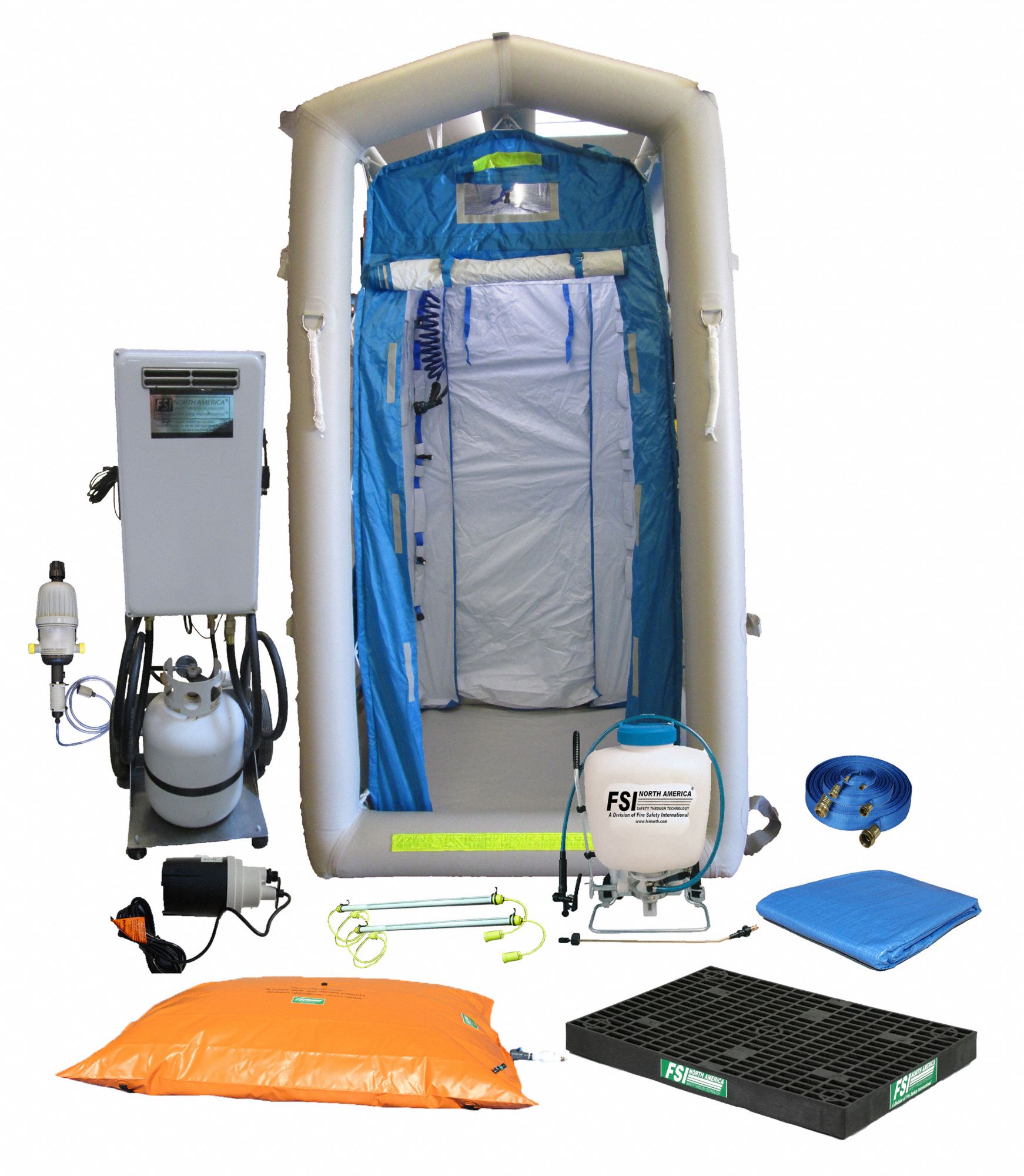FSI Decontamination Shower Single Patient, Blue, 96 in Lg, 96 in Wd