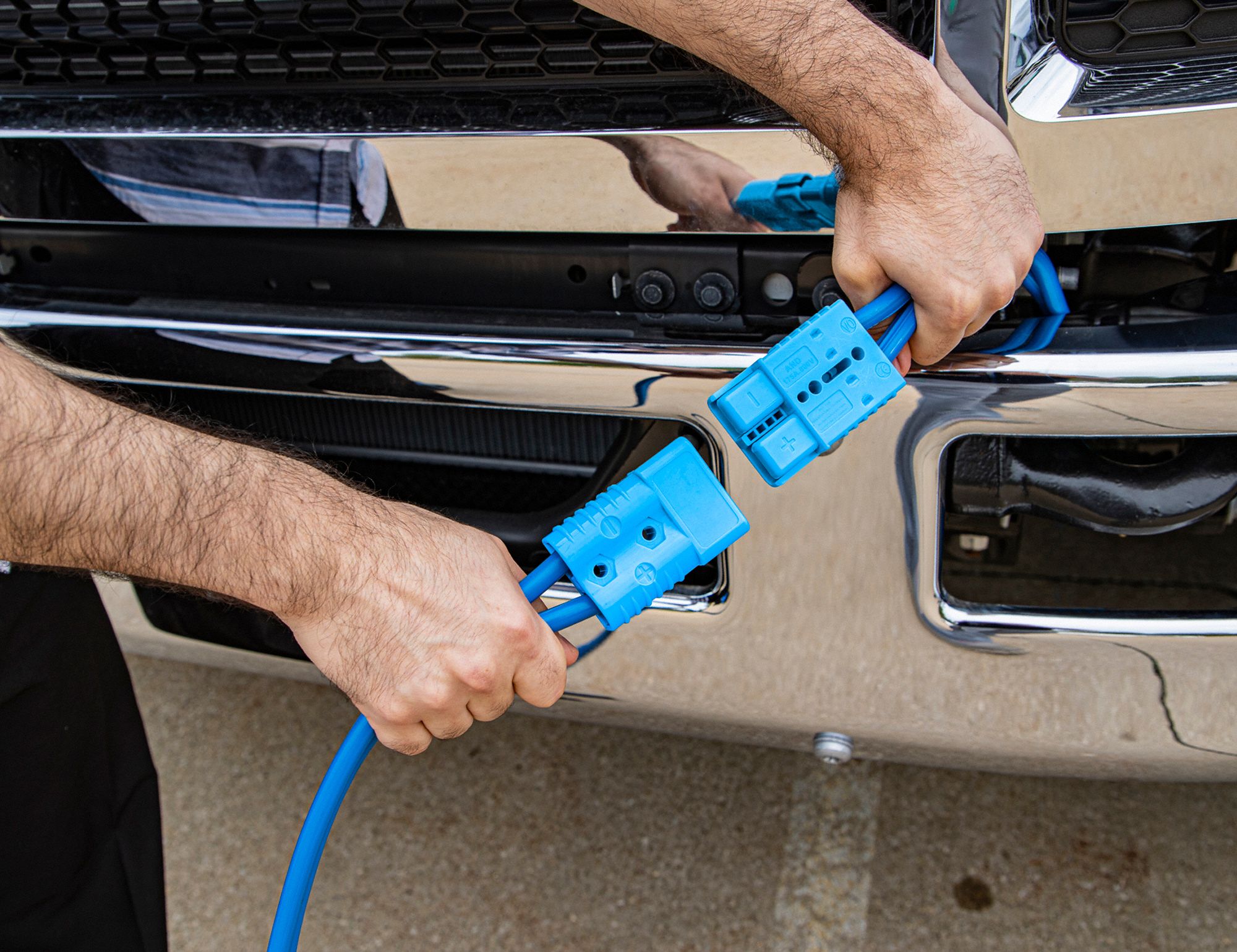 BUYERS PRODUCTS Booster Cable Quick Connect, 4 AWG, Std Jaw, 28 ft