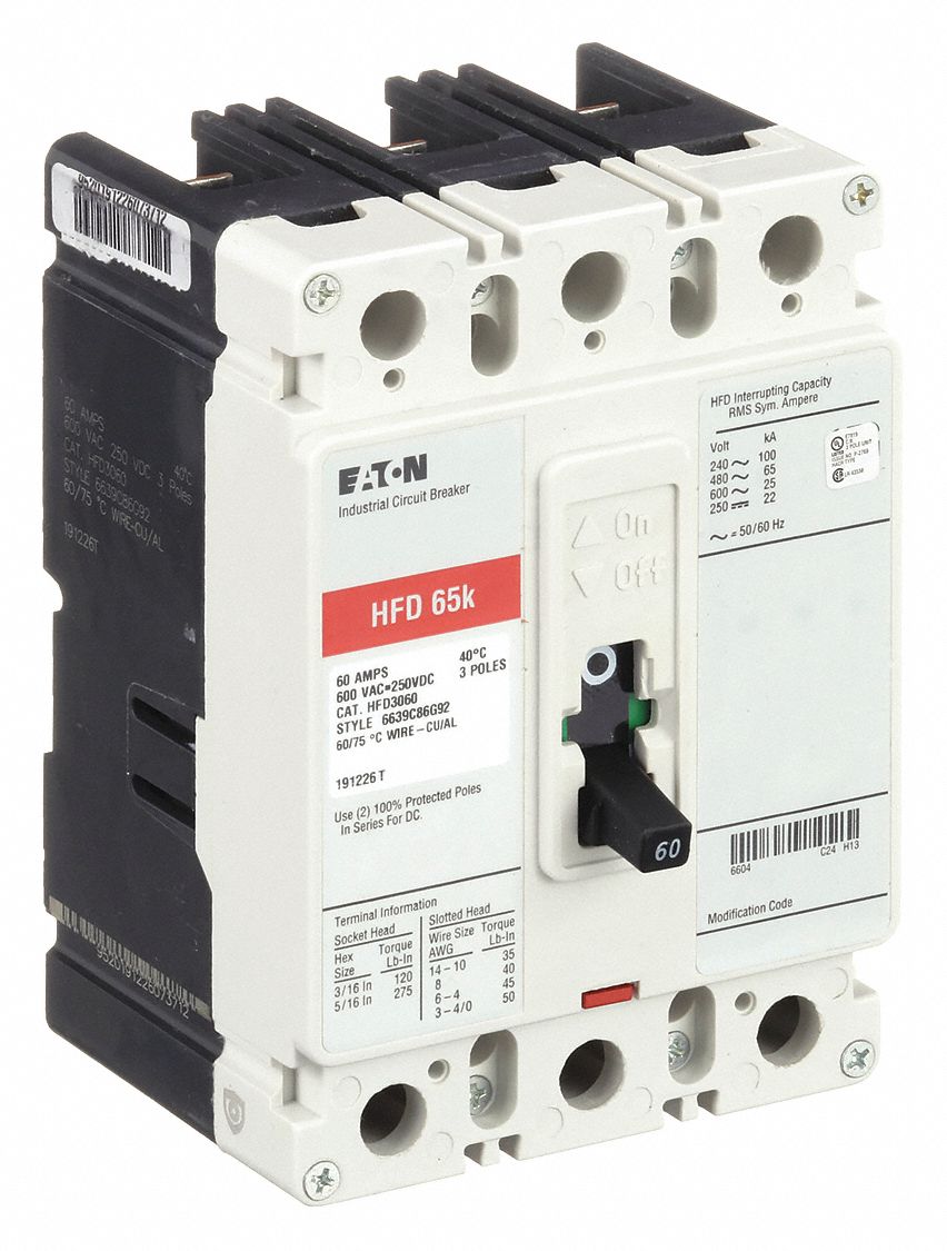 EATON, 60 A Amps, 100kA at 240V AC, Molded Case Circuit Breaker