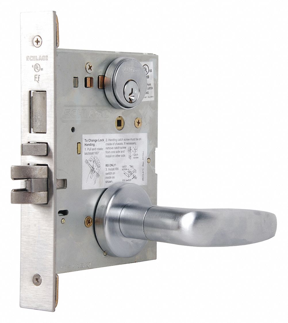 SCHLAGE Mortise Lockset 1, L Athens, Satin Chrome, Different, UL