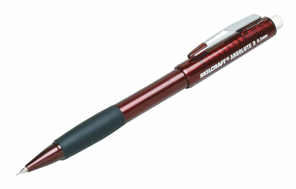 ABILITY ONE Mechanical, Pencils, Point Size 0.5 mm, Barrel Color Burgundy, PK 6 46UC31752001