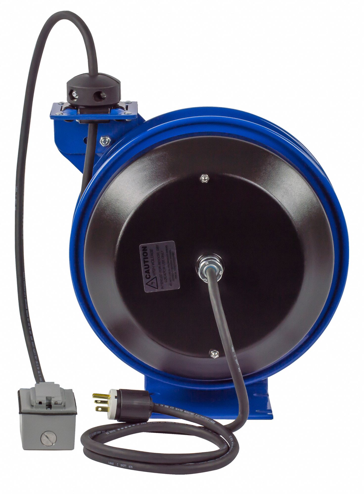 COXREELS Extension Cord Reel, Spring Retraction, 120V AC, Duplex GFCI