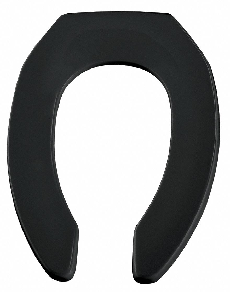 Black, Plastic with Stainless Steel Posts, Toilet Seat 46W1581955SSCT 047 Grainger
