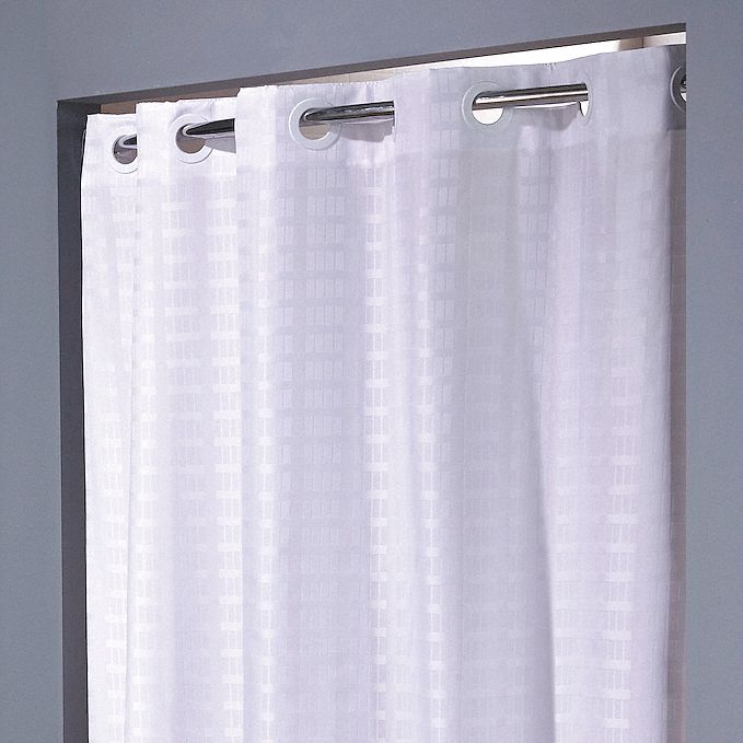HOOKLESS Shower Curtain, 42 in Width, Polyester, White, Hookless