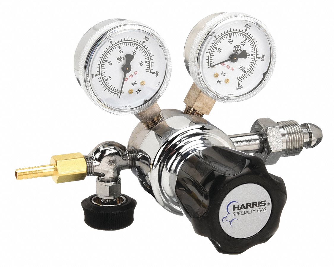 HARRIS, Single Stage, CGA 580 Inlet, Specialty Gas Regulator 46Z484