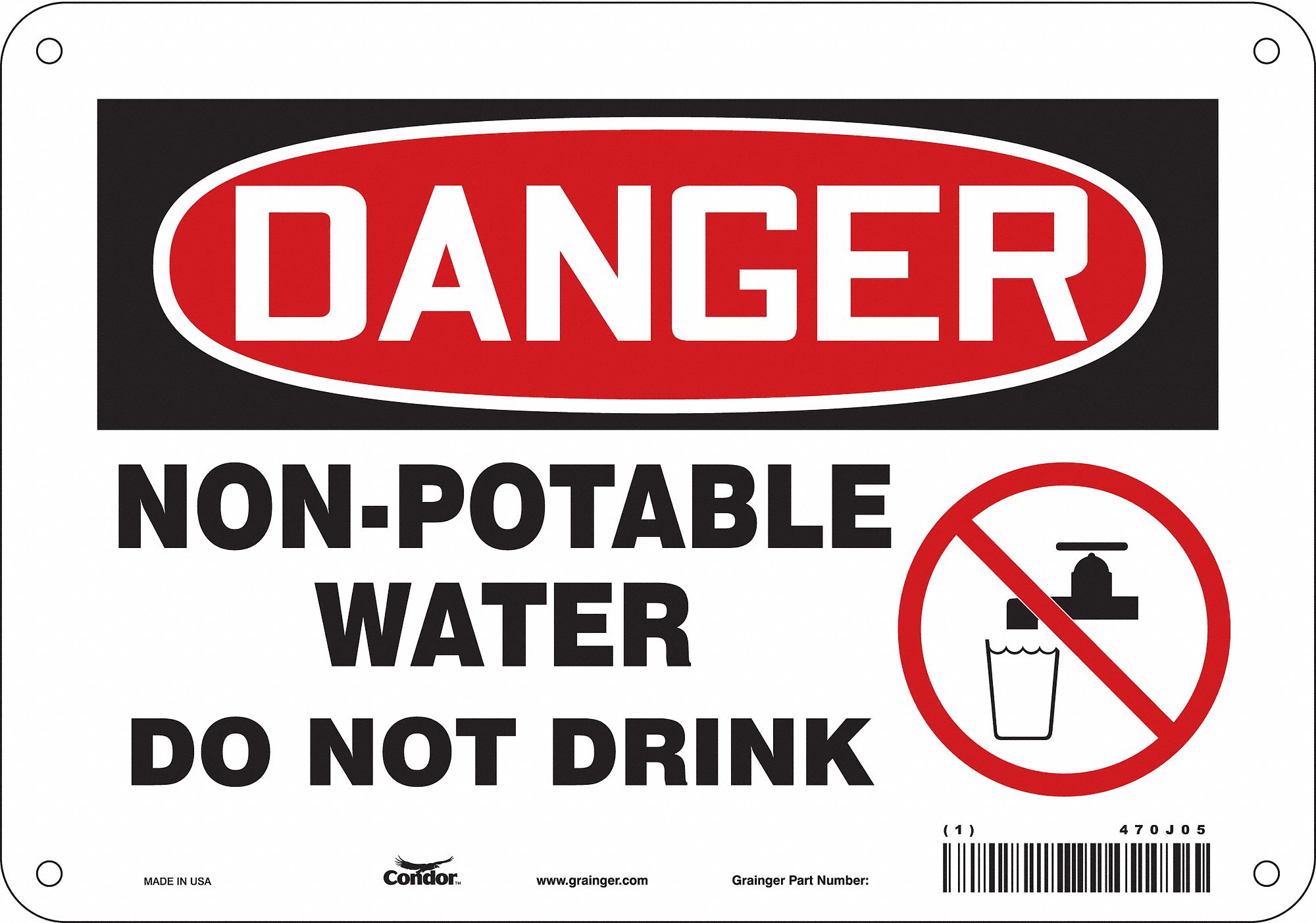 NonPotable Water Do Not Drink Sign By SmartSign 5 x 10 Aluminum Signs