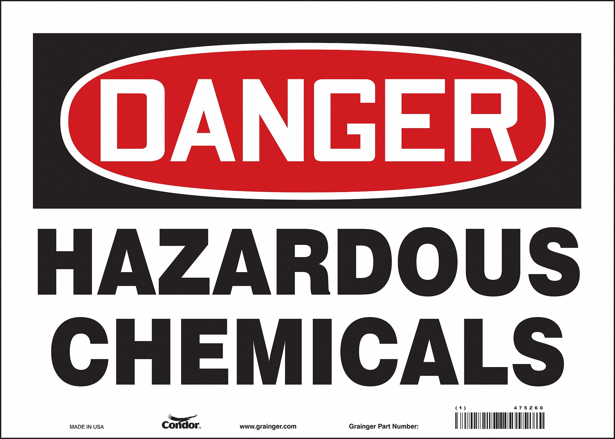 CONDOR Chemical Sign, Sign Format Traditional OSHA, Hazardous Chemicals