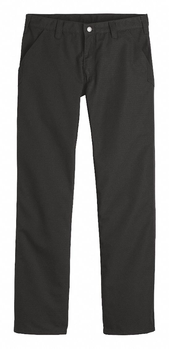 DICKIES Men's Work Pants, Cotton/Polyester, Color Black, Fits Waist