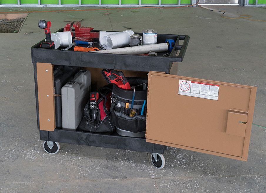 KNAACK Security Paneling for Rubbermaid Utility Carts with Deep Lipped Plastic Shelves, Tan