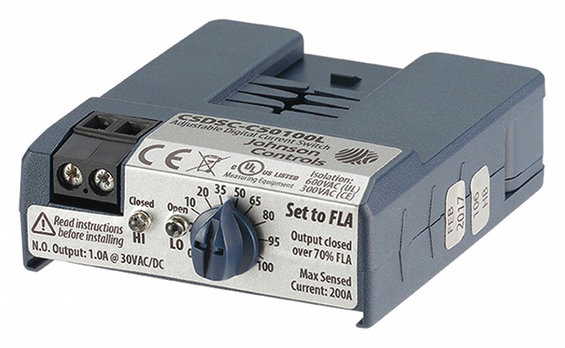 JOHNSON CONTROLS Current Sensing Relay, 24V AC Input or Control Voltage