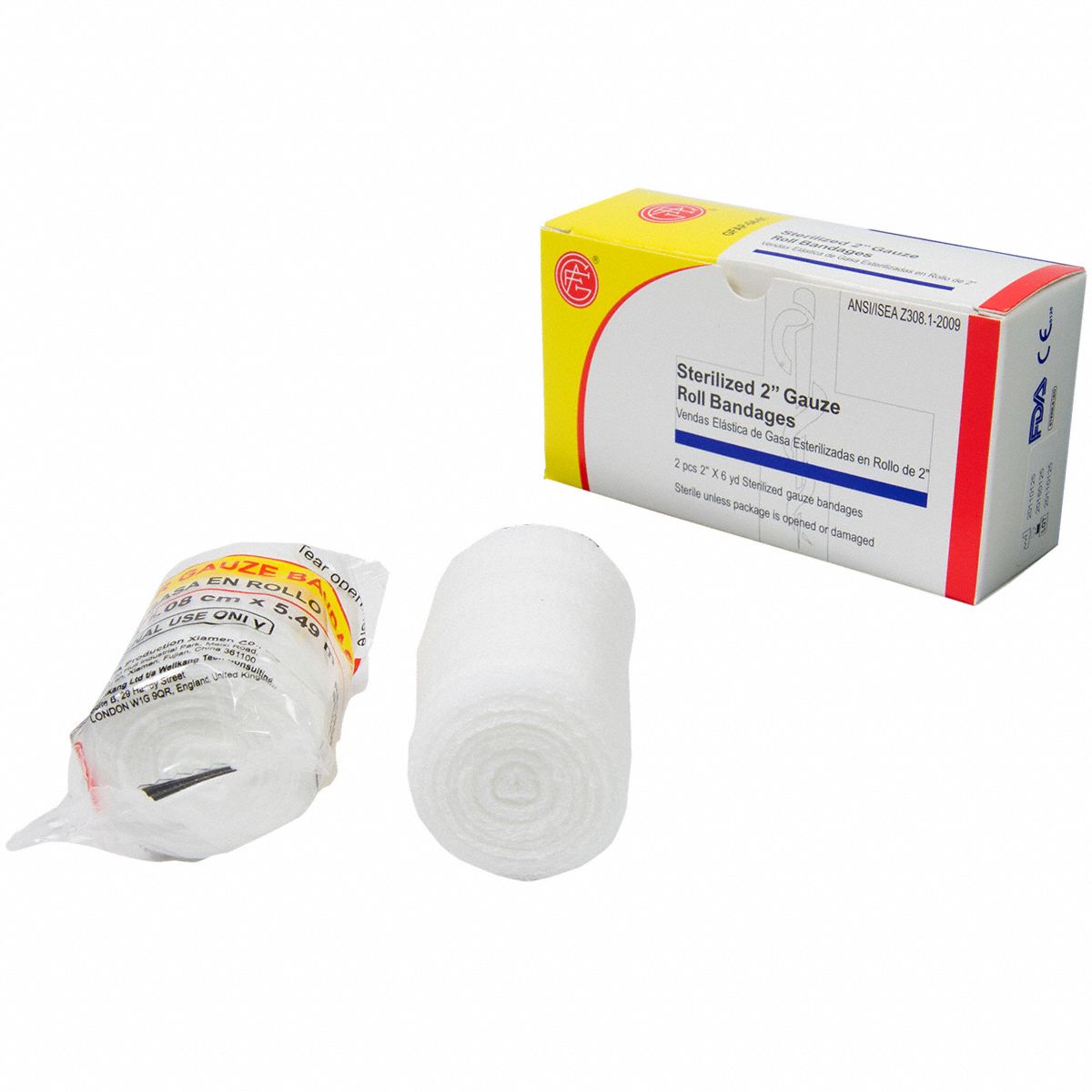 GRAINGER APPROVED Gauze Wrap, Box, Sterile, Gauze, ANSI 2015, PK 2