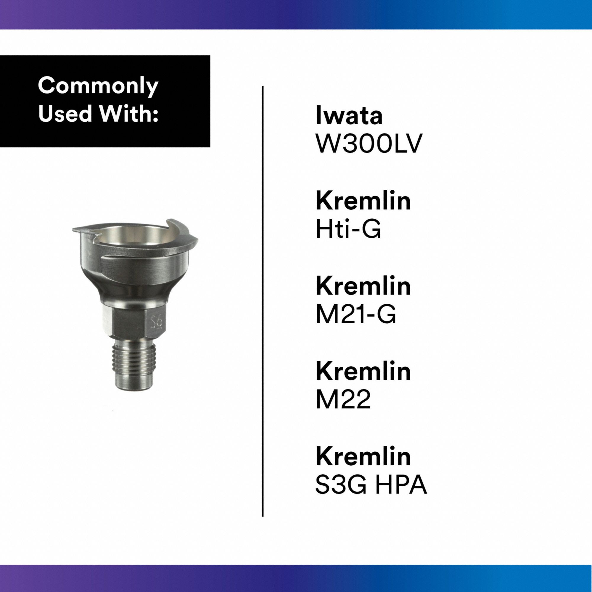 3M Spray Gun Cup Lid Spray Gun Adapters, S6, 1/4 in Male, 19 Thread