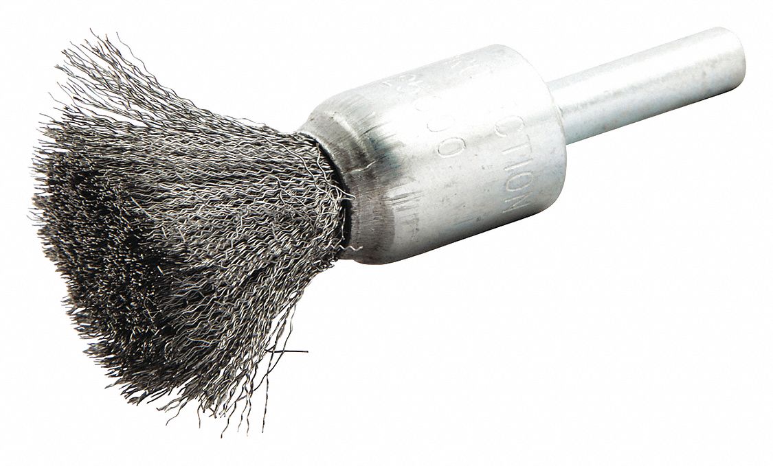 NORTON 1/2 in Crimped Wire End Brush, 1/4 in Shank, 0.006 in Wire Dia