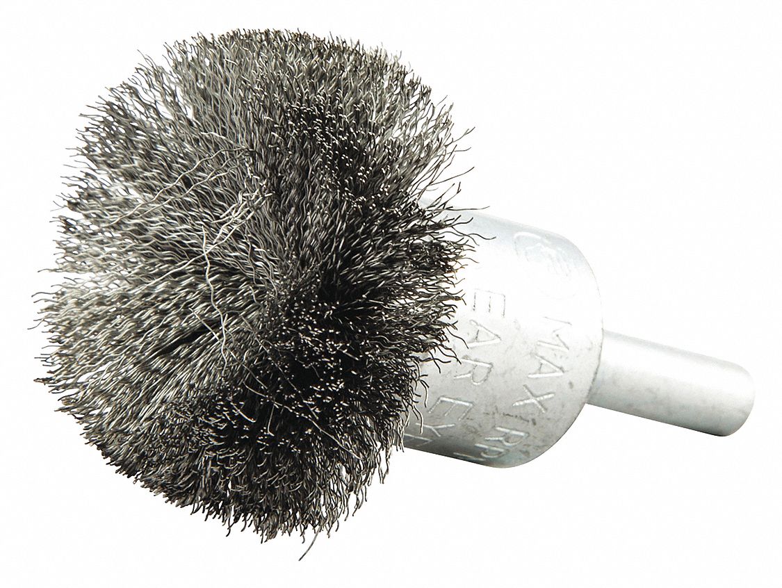 NORTON, 1 1/2 in Brush Dia., 1/4 in Abrasive Shank Size, End Brush 483N9366252839108 Grainger