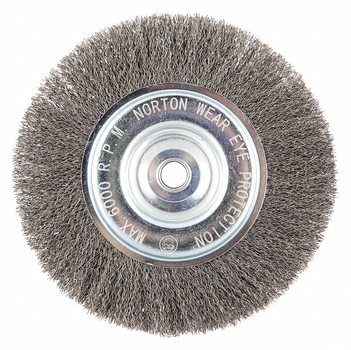 NORTON, 8 in Brush Dia., 5/8 in Arbor Hole, Wire Wheel Brush 483P57