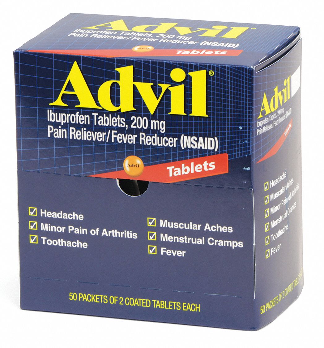ADVIL Pain Relief, Tablet, 50 x 2, Regular Strength, Ibuprofen 483T53