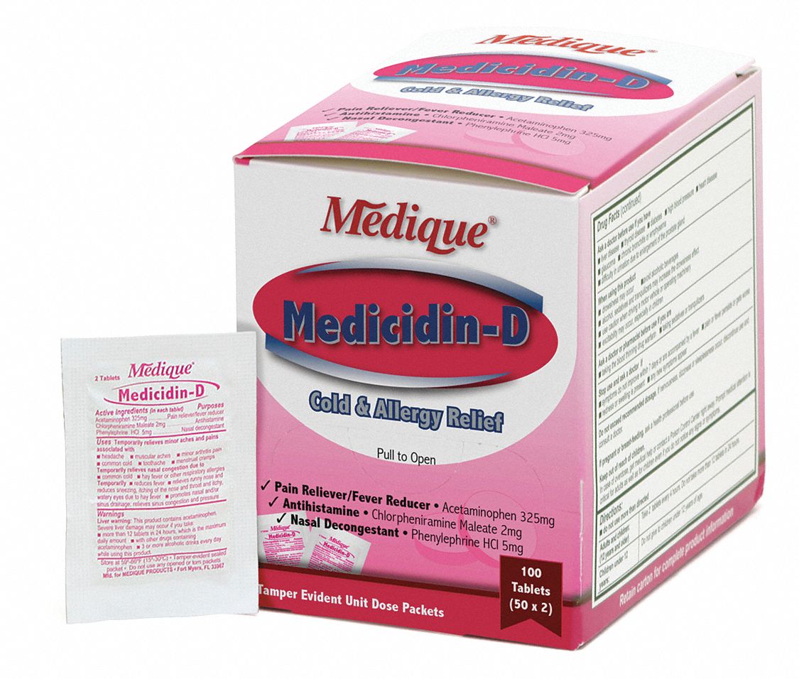 GRAINGER APPROVED Sinus and Allergy, Tablet, 50 x 2, Regular Strength