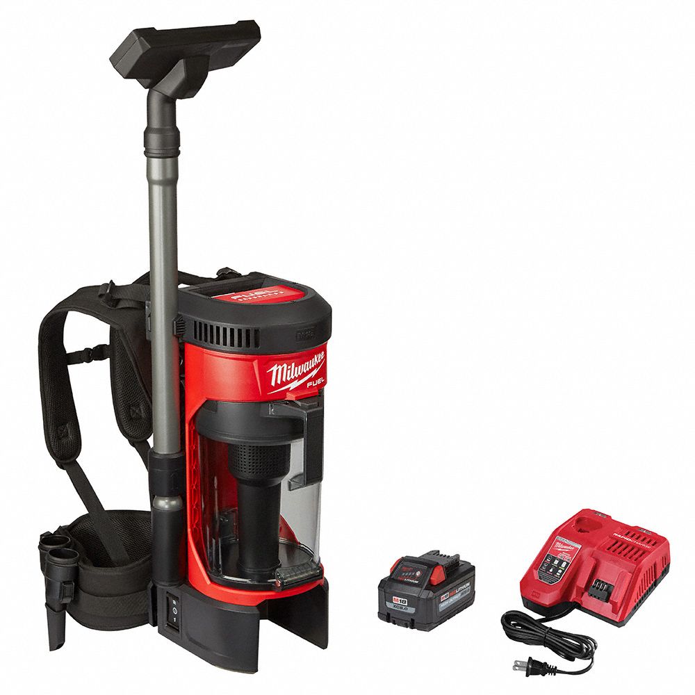 MILWAUKEE Cordless Backpack Vacuum 55 cfm Vacuum Air Flow, 15.2 lb Wt