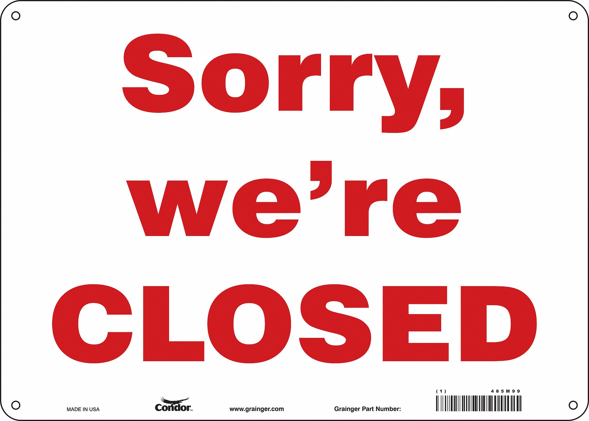 Aluminum, Mounting Holes Sign Mounting, Safety Sign - 485M99|485M99