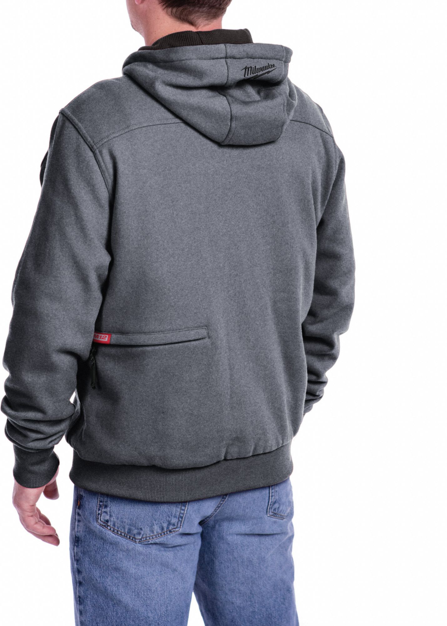 MILWAUKEE Heated Hoodie Men's, 2XL, Gray, Up to 6 hr, 48 in Max Chest