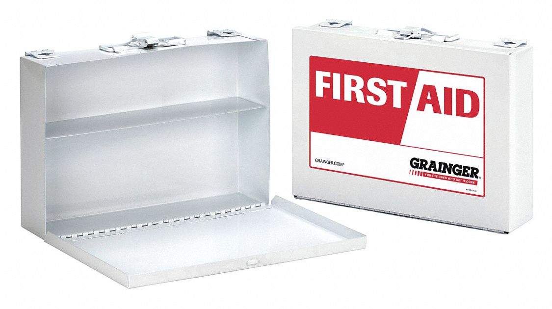 First Aid Wall Cabinet Empty GRAINGER APPROVED Empty First Aid Wall Mount, Metal, White
