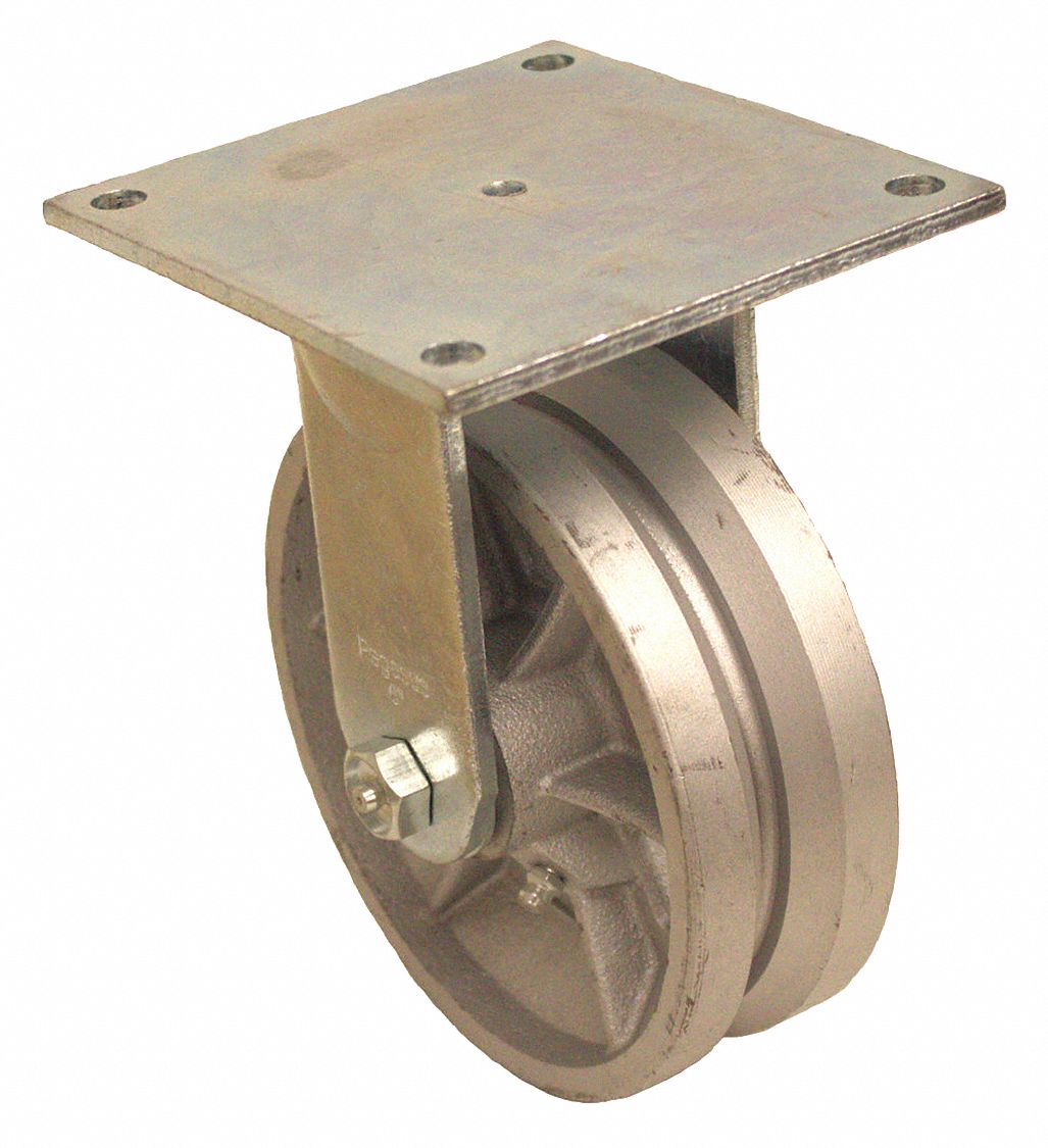 GRAINGER APPROVED VGroove TrackWheel Plate Caster 6 in Wheel Dia