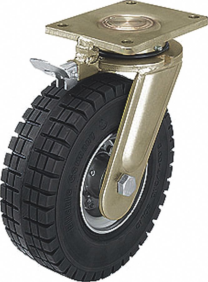 GRAINGER APPROVED FlatFree Plate Caster, Swivel, 2090 lb, 16 in Wheel