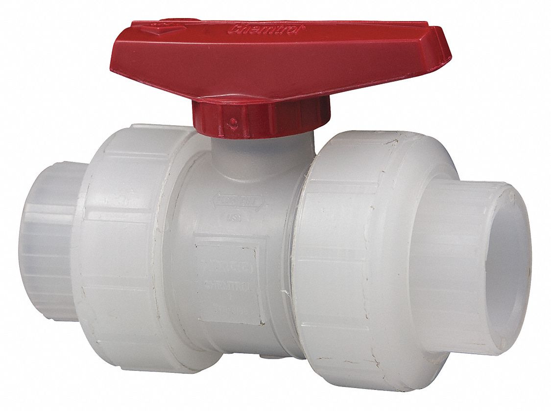 CHEMTROL, 3/4 in, Polypropylene, Manual TwoWay Ball Valve 489X74
