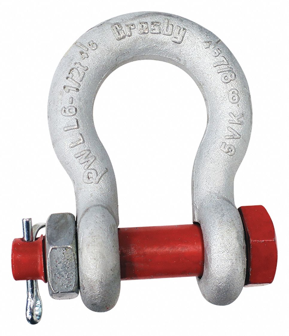 CROSBY Shackle, 7/8 in Body Size, 1 in Pin Dia. 48FR371019533 Grainger