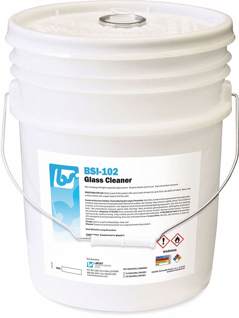 BEST SANITIZERS, INC., Liquid, Bucket, Glass Cleaner 48FY07BSI1022
