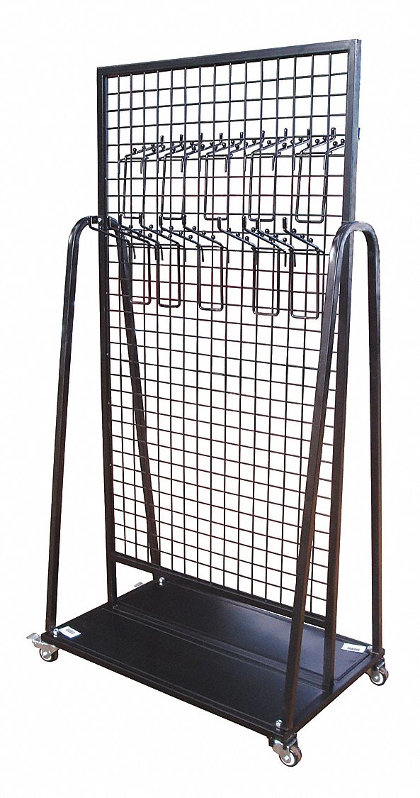 WESTWARD Steel Long Handle Tool Rack, 240 lb Load Capacity, Powder Coated Finish, Black 48GE61