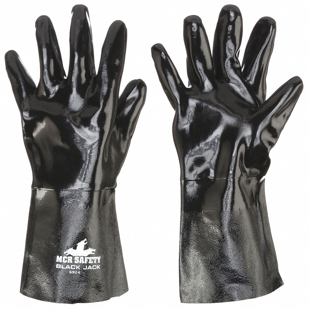 MCR SAFETY Neoprene Chemical Resistant Gloves, L, 14" Glove Length